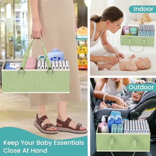 LIDTOP 2in1 Baby Diaper Caddy Organizer Cart, 3-Tier Rolling Cart, Metal Diaper - Image 5