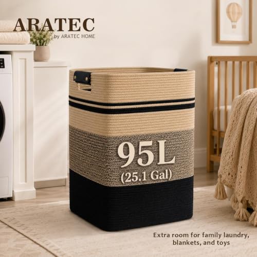 Laundry Hamper, Cotton Rope Laundry Basket - Image 3