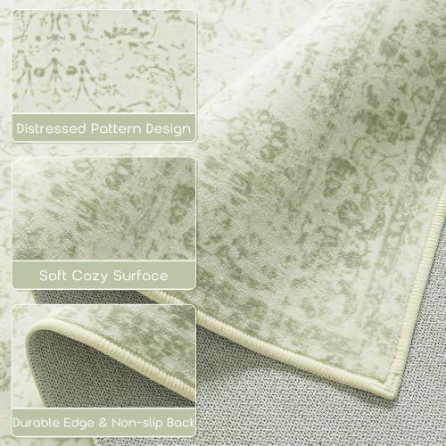 BILEEHOME Sage Green 2x3 Boho Rugs Washable Non Slip Indoor Front Door Rug - Image 3