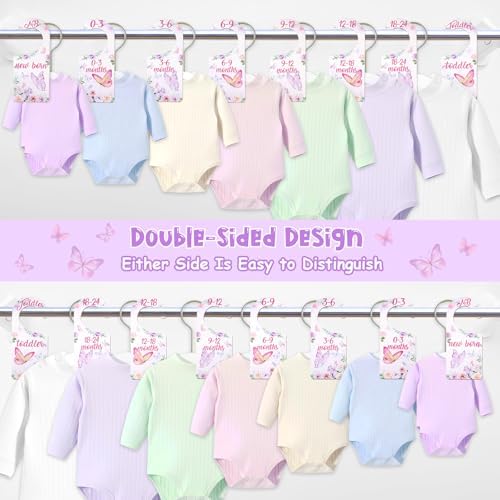 Baby Closet Dividers 8PCS, Butterfly/Floral Theme Wooden Double-Sided Clothes - Image 3