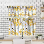 Girls Bee Valance Curtains, Spring Floral Watercolor Flower Honey Plants Window - Image 4