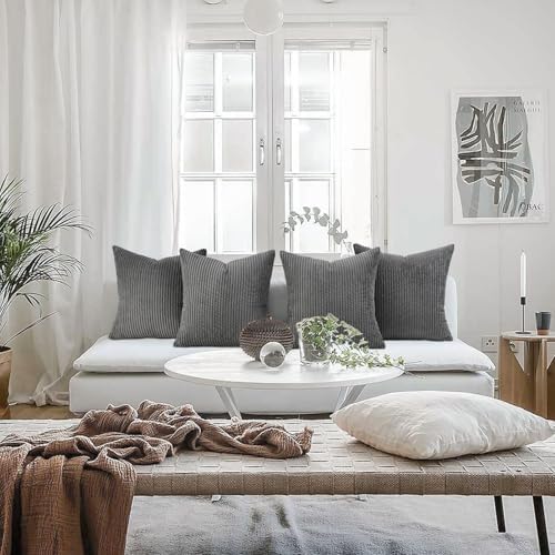 Topfinel Dark Grey Throw Pillow Covers Set of 4, Soft Velvet Modern - Image 3