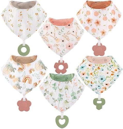 Baby Bandana Drool Bibs 6-Pack and Teething Toys 6-Pack Made by vuminbox