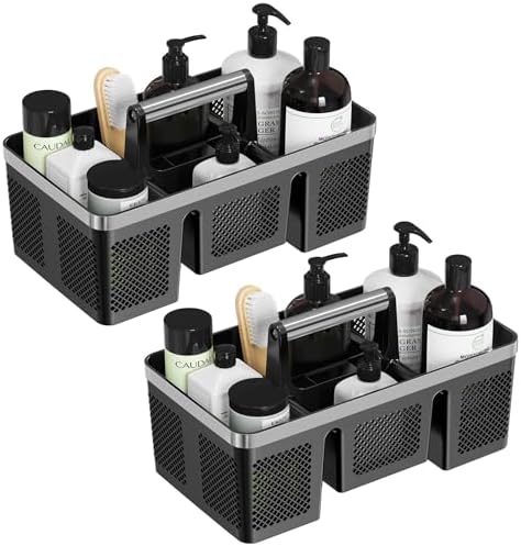 BYUNER 2Pack Plastic Shower Caddy: Portable Hard Bathroom Basket Tote by MakesYourHomeMoreOrganized