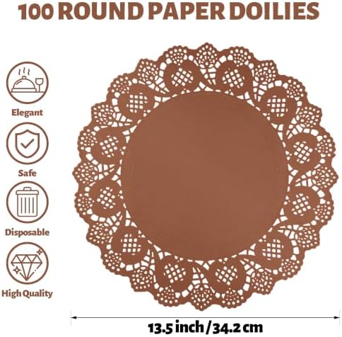 MCEAST 100 Pack Round Coffee Paper Doilies 13.5 Inches Lace Paper Place Mats - Image 2