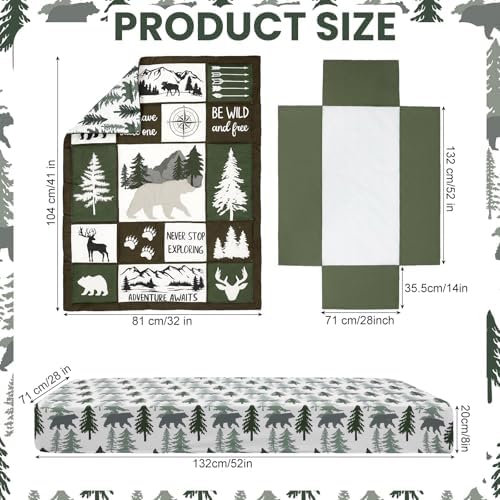 Hahafelt 3 Piece Patchwork Woodland Bear Elk Crib Bedding Set - Image 2