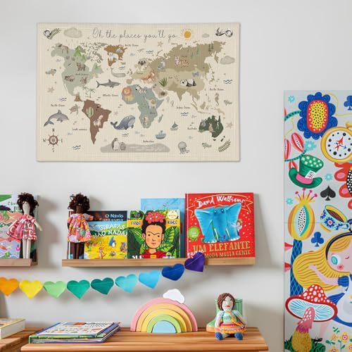 Wheatwin Playroom Decor, World Map Banner - Image 7