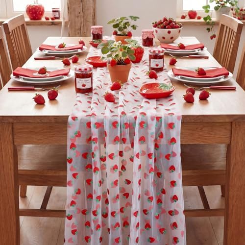4 Pcs Strawberry Table Runners 29x70 Inch - Image 4