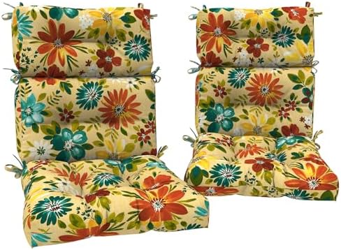 DYTXIII Outdoor High Back Chair Cushions Set of 2, Water Repellent Tufted by DYTXIII
