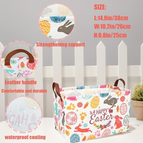 Easter Basket for Kid Large Empty Rectangular Cute Easter Gift Storage Basket - Image 4