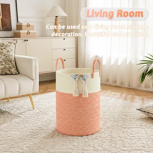 Laundry Basket, Woven Cotton Rope Laundry Hamper, 40L - Image 2
