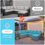 14Pcs Patio Cushion Covers Stretch Outdoor Furniture Protector Slipcovers - Image 5
