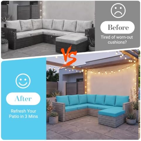 14Pcs Patio Cushion Covers Stretch Outdoor Furniture Protector Slipcovers - Image 5
