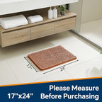 Chenille Bathroom Rug 17"x24" Burnt Orange, Non-Slip Plush Bath Mat - Image 2
