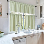MitoVilla Boho Kitchen Curtains 24 Inch Length, 2 Panels Farmhouse Cafe - Image 2