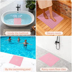 Anti-Slip Bathtub Shower Mat 21×21 Inch Opaque Pink - Image 6