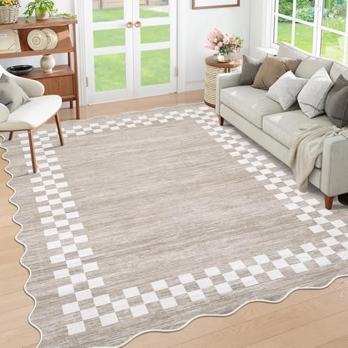 GarveeHome Washable Rug 5x7 for Living Room Large Bedroom Scalloped Rug by GarveeHome