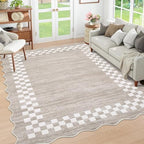 GarveeHome Washable Rug 5x7 for Living Room Large Bedroom Scalloped Rug by GarveeHome