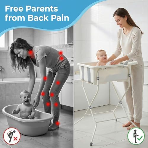 Baby Bathtub with Stand, Collapsible Infant Bath Tub - Image 2