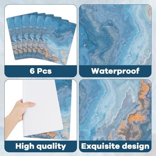 Blue Marble Placemats Set of 6 Plastic Table Mat 17×13×0.04in - Image 3