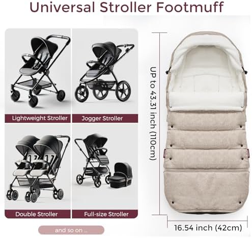 Momcozy Universal Stroller Footmuff, Plush Weatherproof Bunting Bag - Image 6