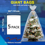 5 Pack 36'' x 50'' Extra Large Clear Plastic Storage Bags - Image 2