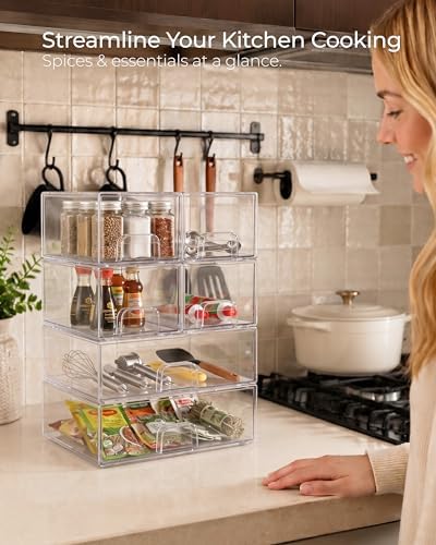 Stackable Storage Drawer Organizers Set of 6 - Image 4