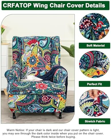 CRFATOP Wingback Chair Covers Stretch Armchair Slipcovers - Image 2