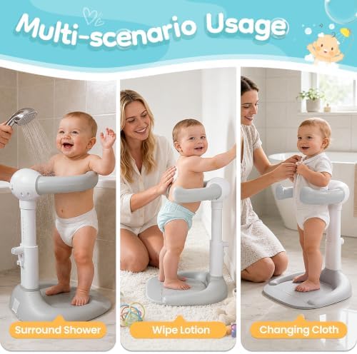 Baby Shower Stand with Anti-Pinch Silicone & Anti-Slip Base, Foldable Baby Bath - Image 6