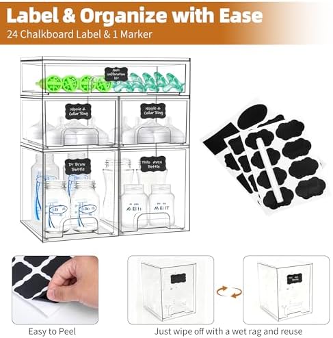 Baby Bottle Organizer, 5 Pack Stackable Storage Drawers - Image 4
