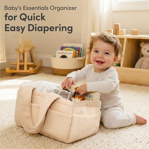 PUTSKA Baby Diaper Caddy Organizer, Nursery Fleece Basket - Image 2