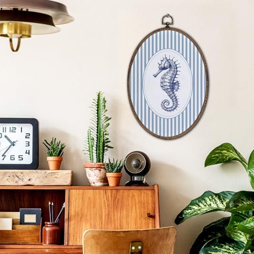 FLAWAFLOMA Vintage Nautical Nursery Oval Wall Art Decor, Kids Room Canvas Wall - Image 2