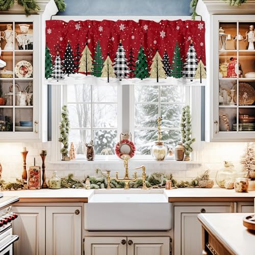 Red Merry Christmas Valance Curtains - Image 2
