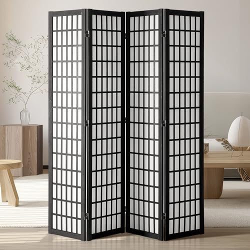 VEVOR Room Divider, 4 Panel Japanese Room Divider, Wood Folding Privacy Screen by VEVOR