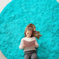 OLANLY Teal Blue Round Rugs for Bedroom by OLANLY