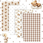 Peryiter 4 Pack Crib Sheets for Baby 52'' X 28" Brown Bear Crib Sheet - Image 3