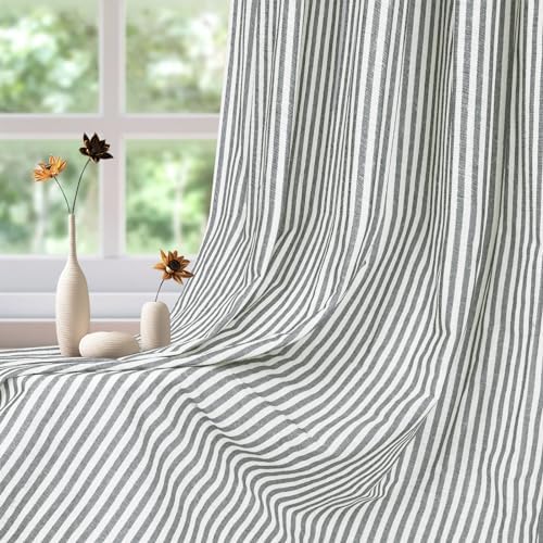 ASPMIZ Cotton Linen Farmhouse Curtains Boho Rustic Button Curtain, Linen Window - Image 4