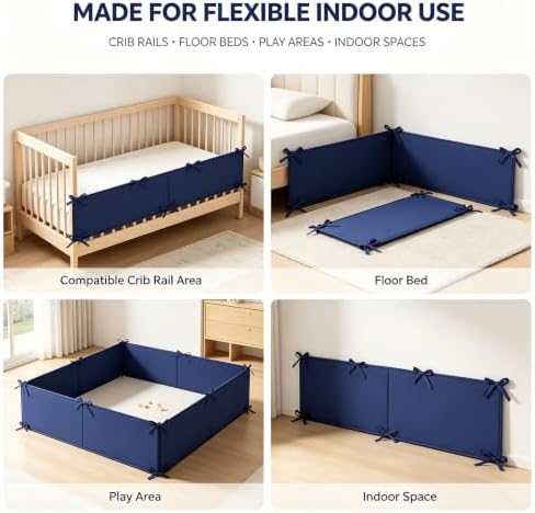 MATISUN Crib Rail Cover, 5cm Foam Panels, 3 Long 3 Short Foldable Panels - Image 7