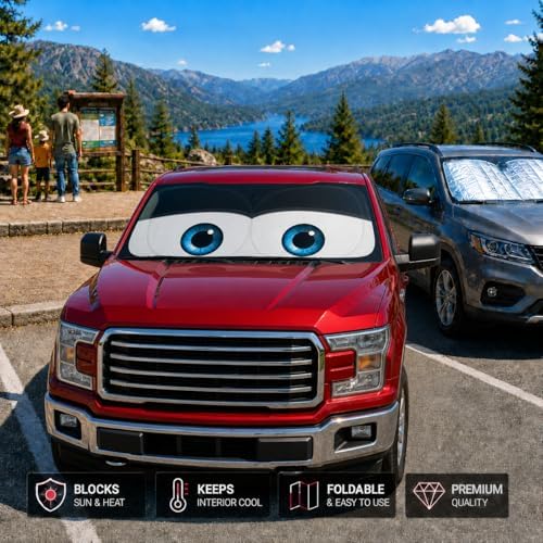 Car Windshield Sun Shade, Universal Fit Full-Size SUV Pickup, Cute Black - Image 7