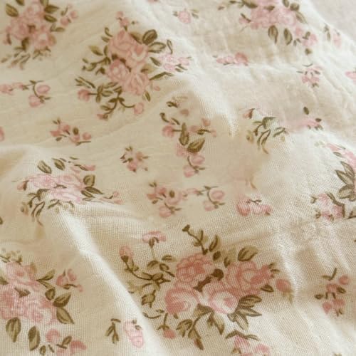 BuLuTu Muslin Pink Floral Pillow Cases Standard Size - Image 4