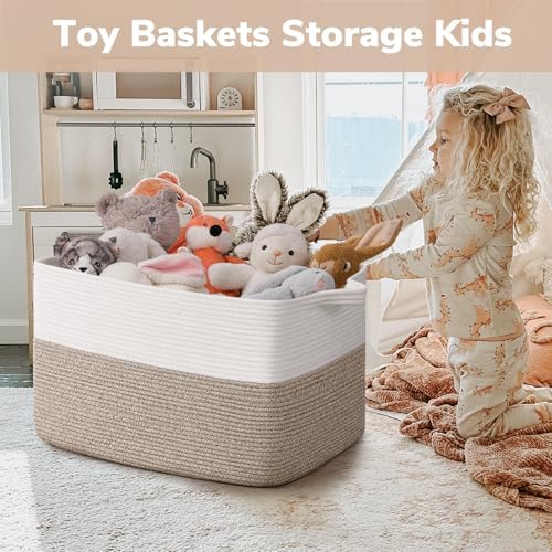 Goodpick 75L Extra Large Woven Blanket Basket, Light Brown - Image 4