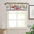 Christmas Kitchen Curtains and Valances Set, Farm Red Truck Window Treatments - Image 6