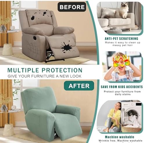 NILUOH Stretch Recliner Covers 4 Piece, Non-Slip Lazy Boy Chair Covers - Image 5
