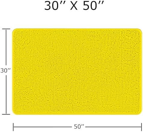 Yeaban Chenille Yellow Bathroom Rug 30"x50", Non-Slip Rubber Backing - Image 2