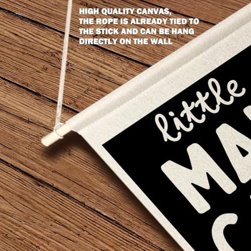 Qpenm Little Man Cave Wall Hanging Canvas Banner, Boys Room Decor, Modern Black - Image 6