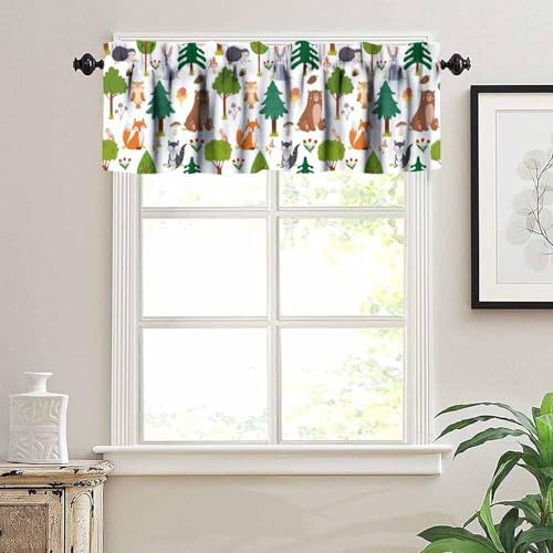 Jungle Animal Valance Curtains Woodland Animals Forest Print Window Treatment - Image 5