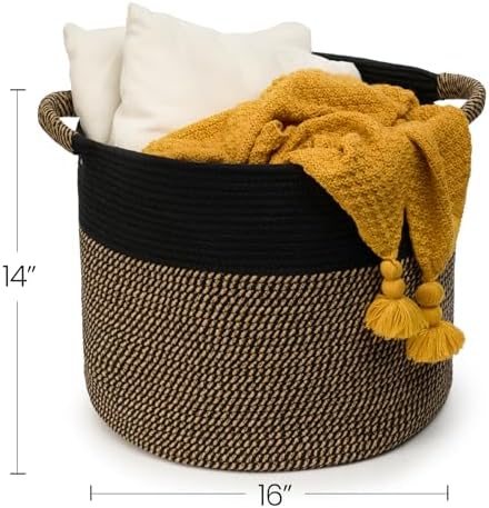 Blanket Basket for Living Room, Woven Rope Storage Basket - Image 2