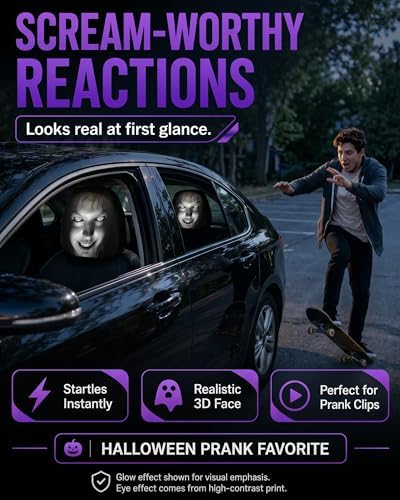 Creative Car Headrest Covers, Ghost Face Headrest Covers, Scary Covers - Image 3