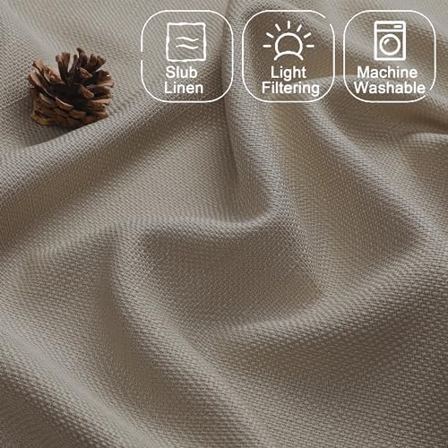 Chyhomenyc Stone Beige Valance for Windows, Light Filtering Faux Linen Solid - Image 3