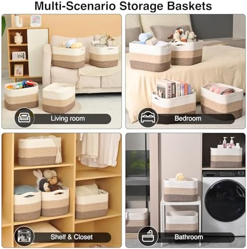 ICERZCZ Storage Baskets for Organizing & Shelves, Woven Cotton Rope - Image 5